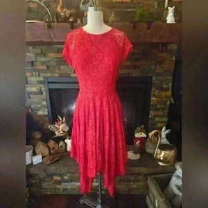 Red lace dress